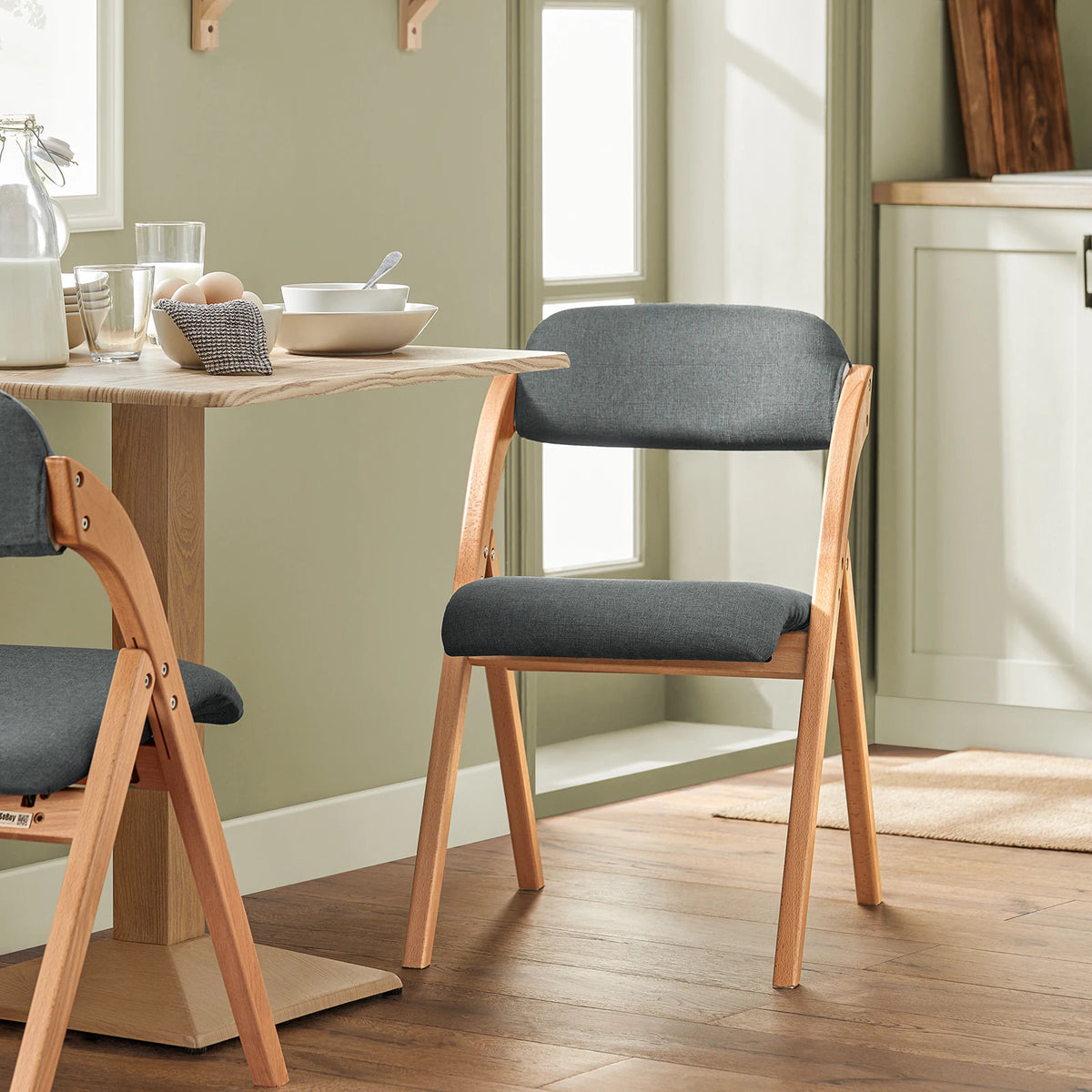 SoBuy FST92 folding chairs kitchen chairs with upholstered seat and backrest seating group Guest chairs