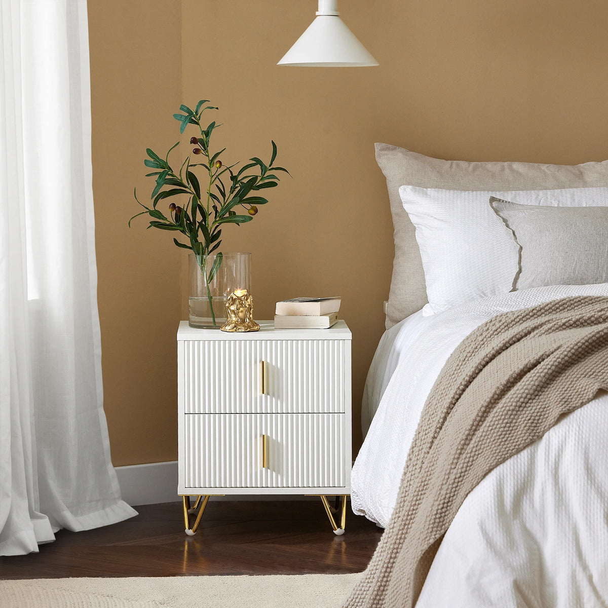 SoBuy FBT115 2 drawer bedside table for box spring bed sofa table side table table phone table bedside cabinet
