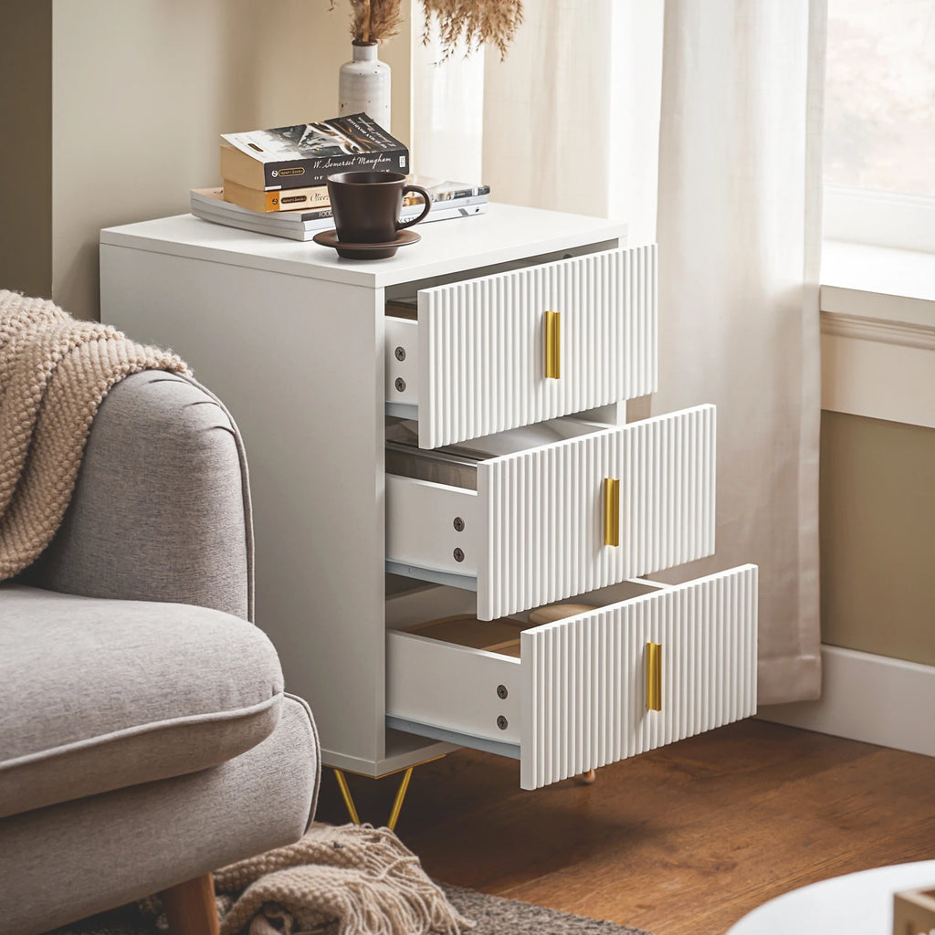 SoBuy FBT115-L 3 drawer bedside table for box spring bed sofa table side table table phone table bedside cabinet