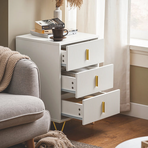 SoBuy FBT115-L 3 drawer bedside table for box spring bed sofa table side table table phone table bedside cabinet