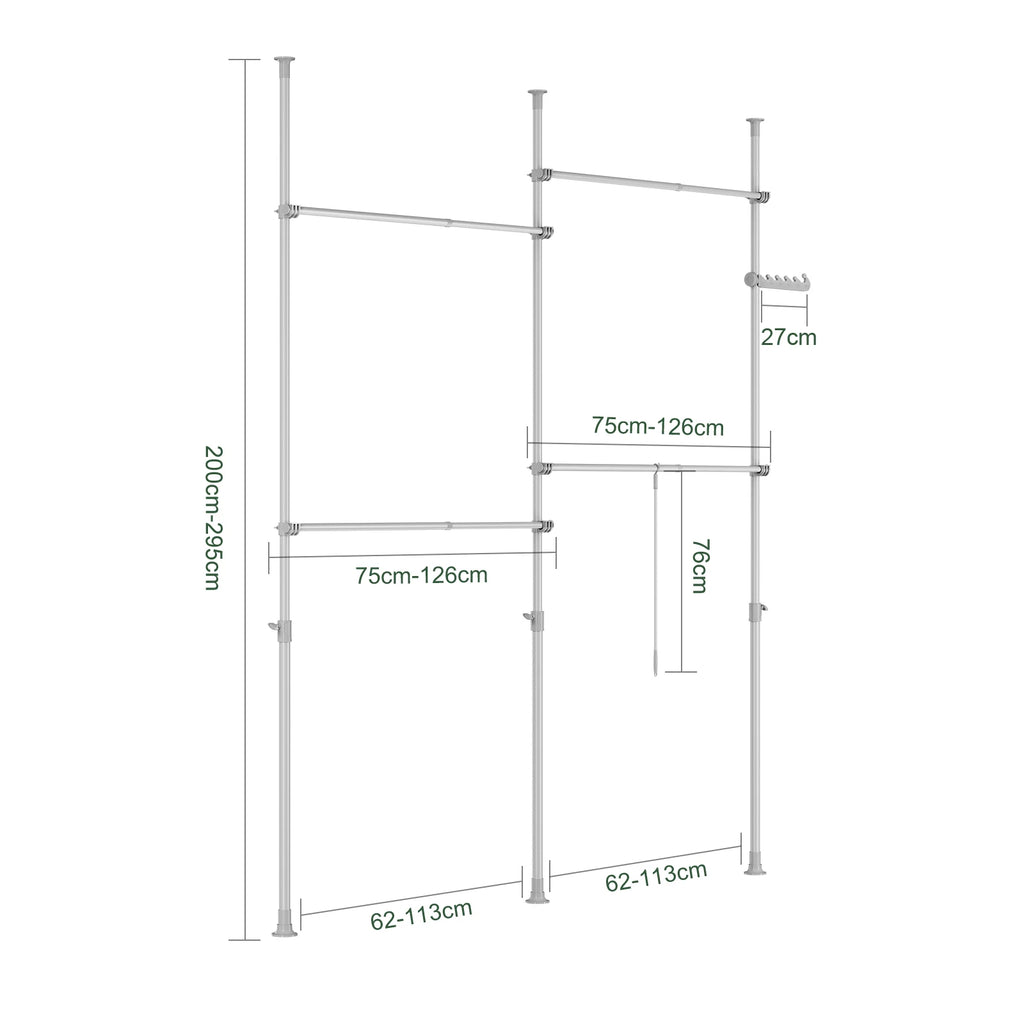 SoBuy KLS04-II Telescopic dresses stand Robust dresses Bar Adjustable Open dresses Cabinet with Storage for Sleeping Cart