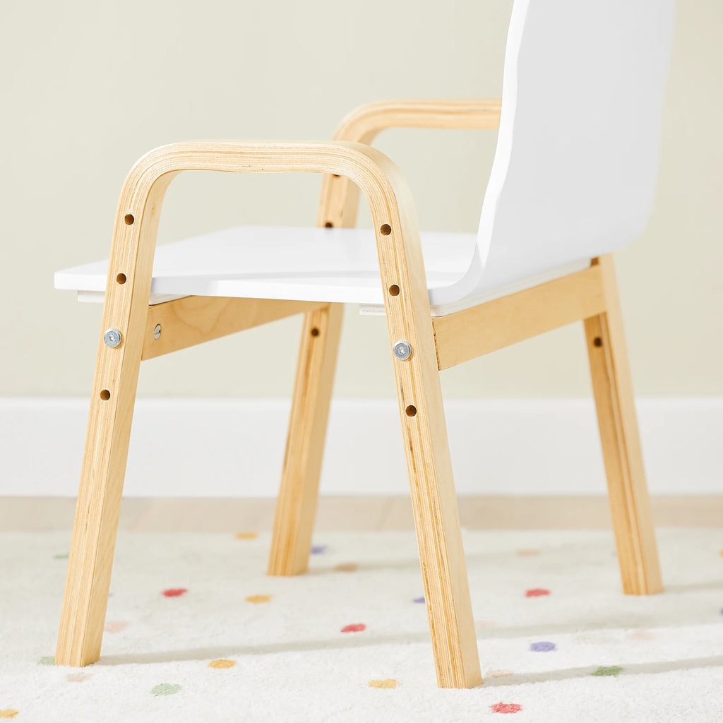 SoBuy KMB24-Wx2 set chair height adjustable chairs with armrests and backrest white seat height 23-35cm