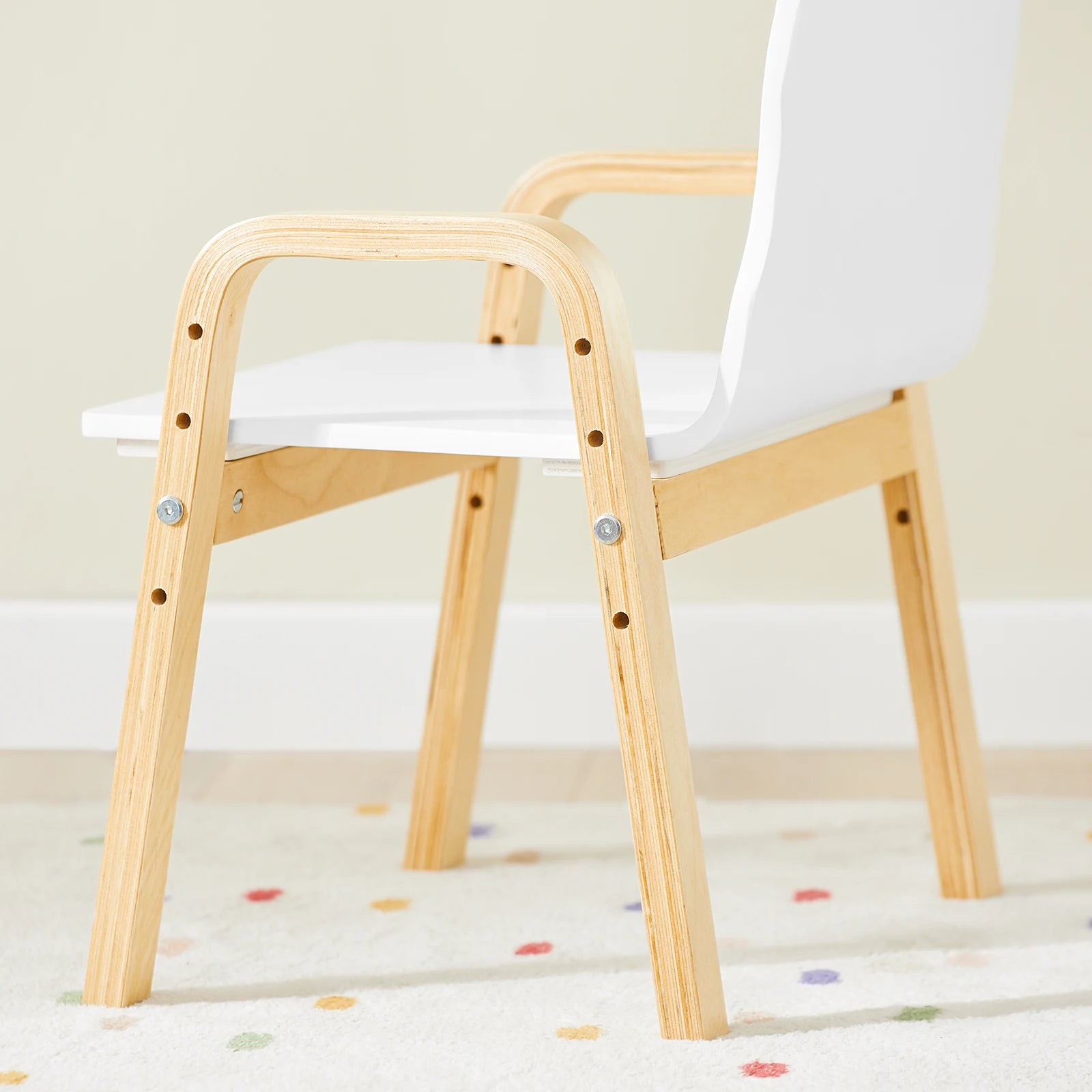 SoBuy KMB24-Wx2 set chair height adjustable chairs with armrests and backrest white seat height 23-35cm