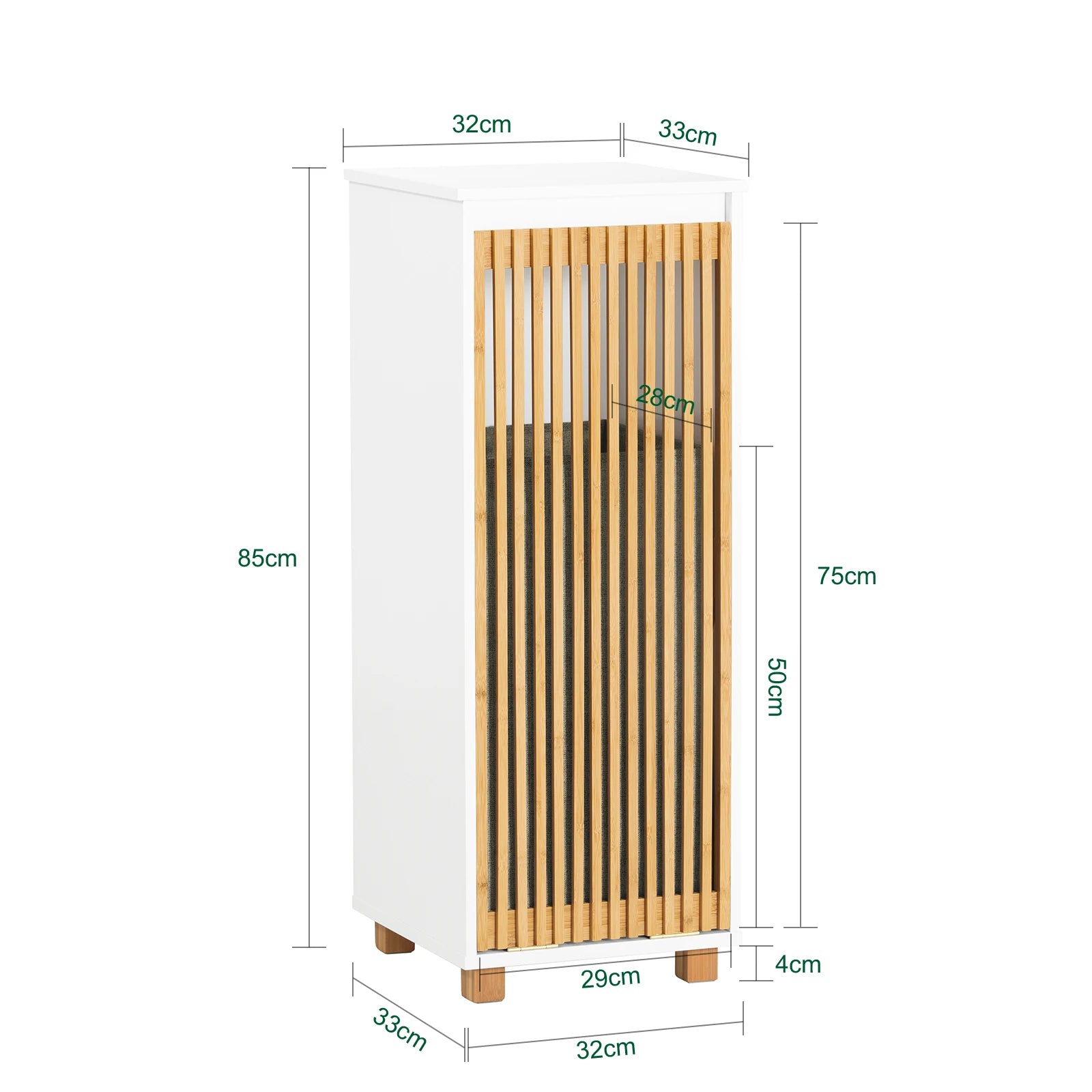 SoBuy BZR126-W laundry wardrobe with fold-out laundry bag laundry chest laundry collector laundry basket bathroom wardrobe BHT approx. 32x85x33cm