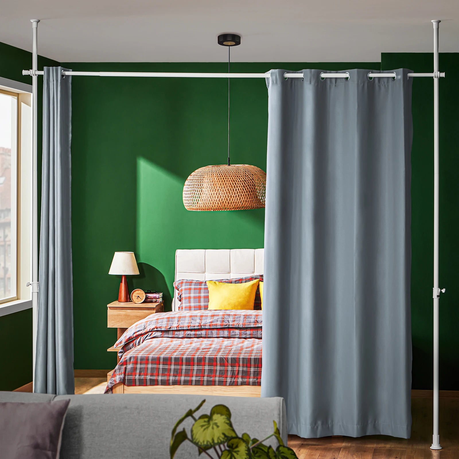 SoBuy KLS12 Adjustable Darkening curtains with curtains Bar Without Drilling Bedroom living room