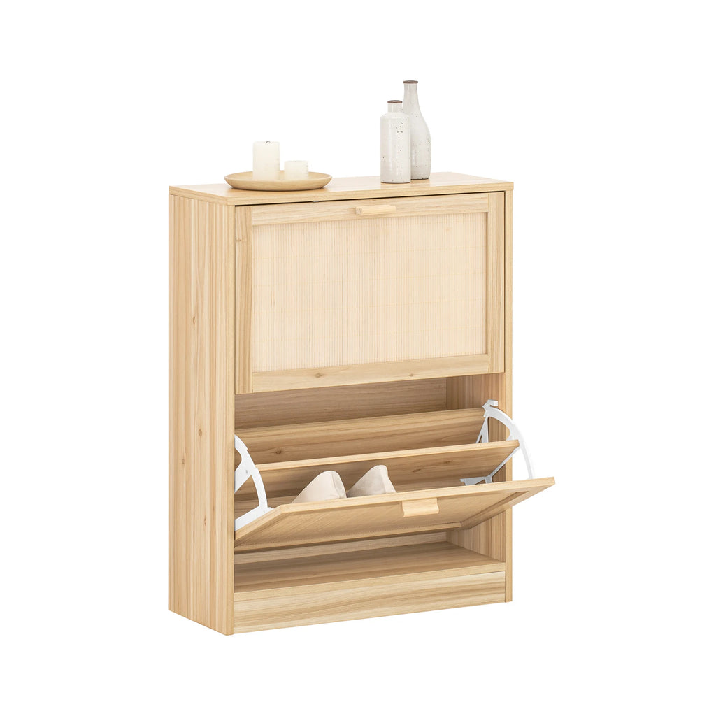 SoBuy FSR160-N 2 flap shoe cabinet narrow shoe rack with 4 shelf surfaces shoe shelf shoe chest of drawers