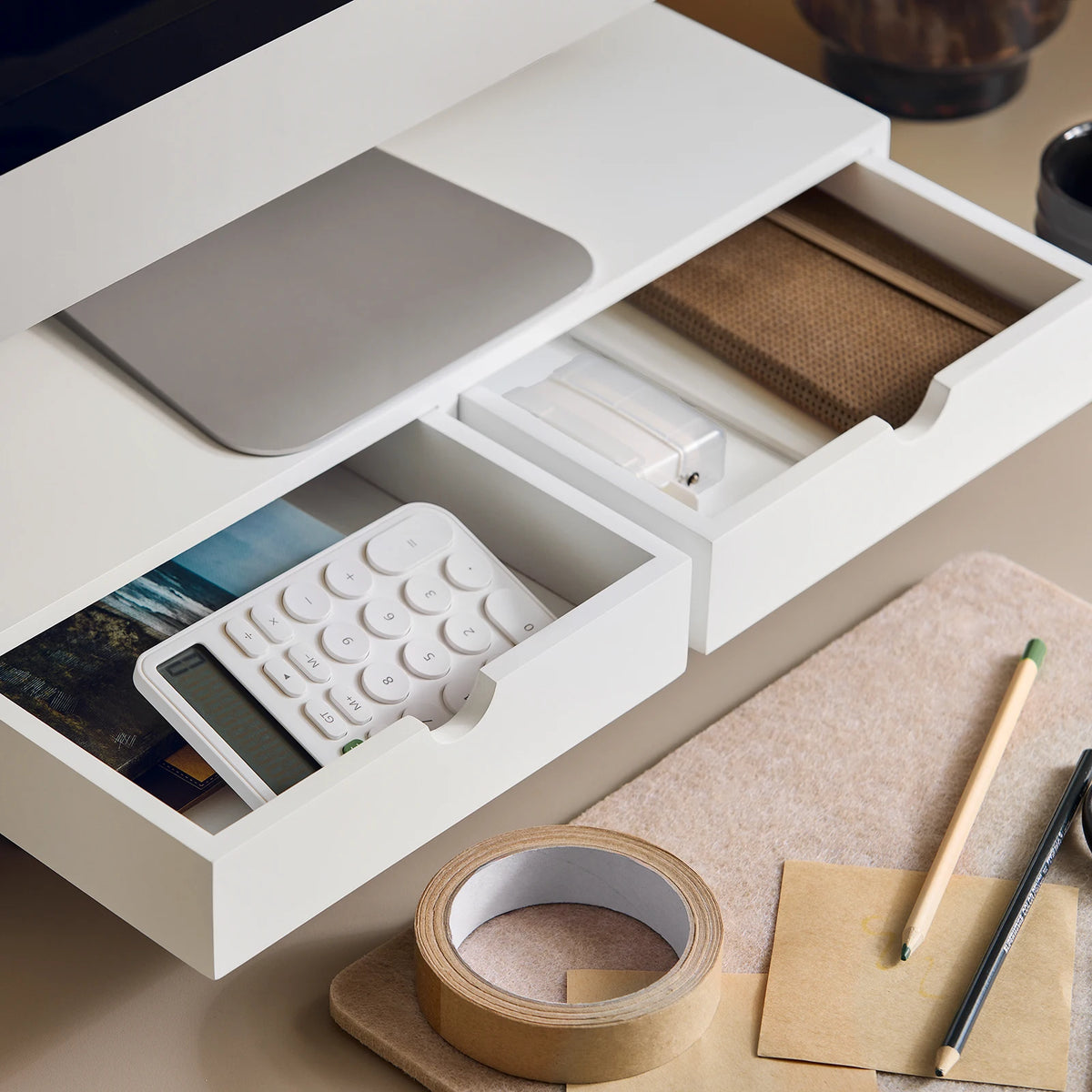 SoBuy BBF02 monitor screen stand monitor increase monitor stand with 2 drawers BHT approx. 47x11x18cm
