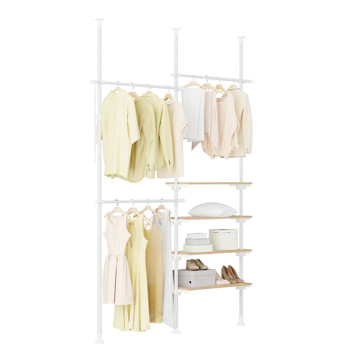 SoBuy KLS17-WN Telescopic dresses stand Heavy Duty with Racks & Cloakroom Racks White Nature