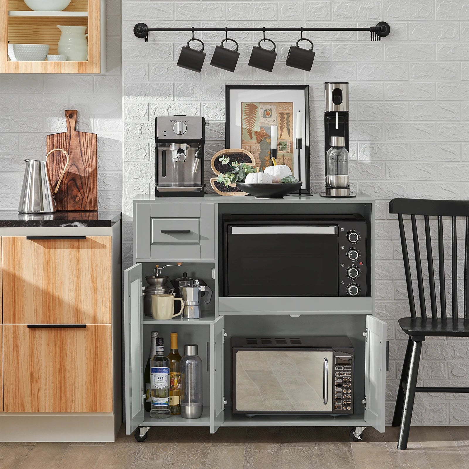 SoBuy FSB78 chest of drawers on wheels kitchen cart microwave wardrobe kitchen wardrobe rolling cart kitchen dresser kitchen trolley