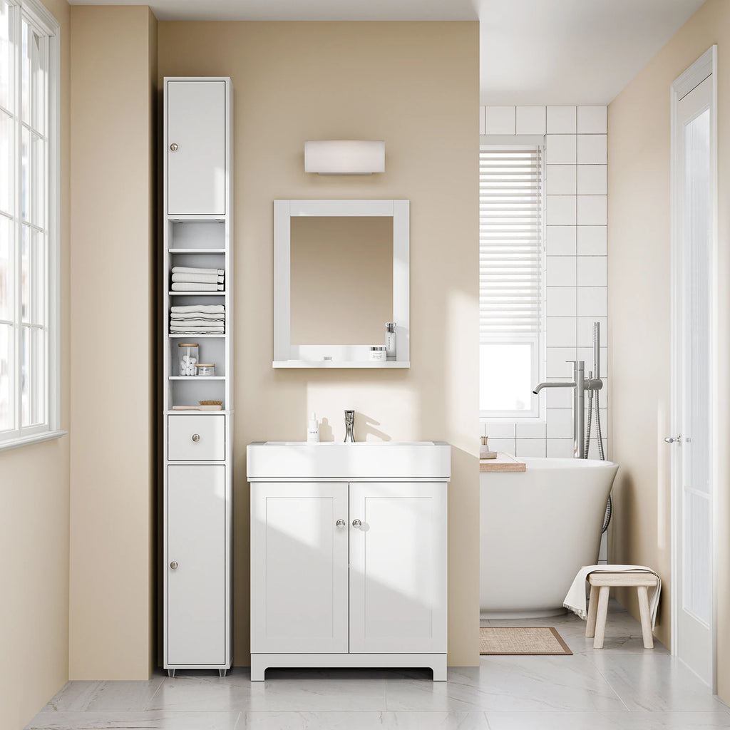 SoBuy BZR34-II Bath wardrobe High wardrobe Narsy with Adjustable Floors Water Repellent Wood Space Saving Bath furniture 20x180x20