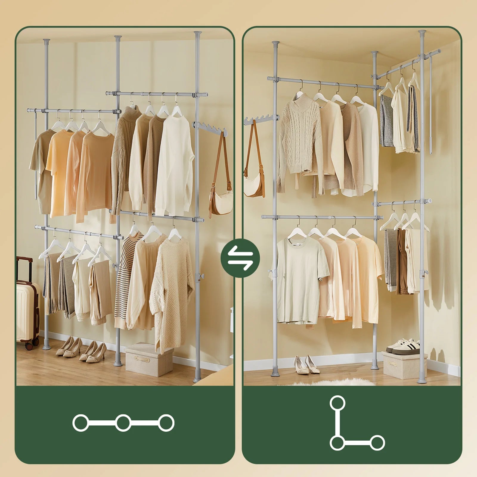 SoBuy KLS04-II Telescopic dresses stand Robust dresses Bar Adjustable Open dresses Cabinet with Storage for Sleeping Cart