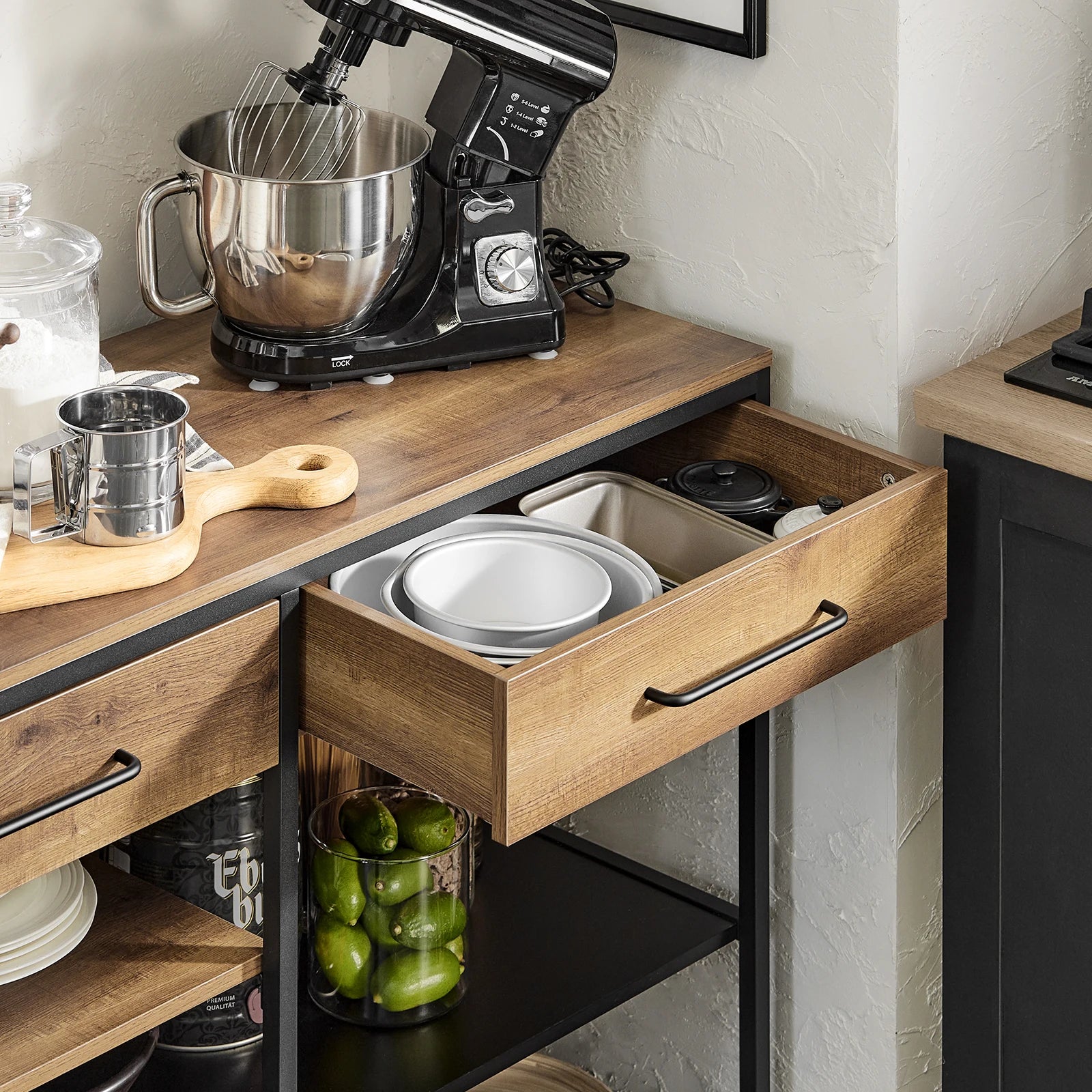 SoBuy FSB85-PF Kitchen Island Kitchen Rack kitchen Cart Sideboard with Drawer and Shelves Dresser Kitchen wardrobe
