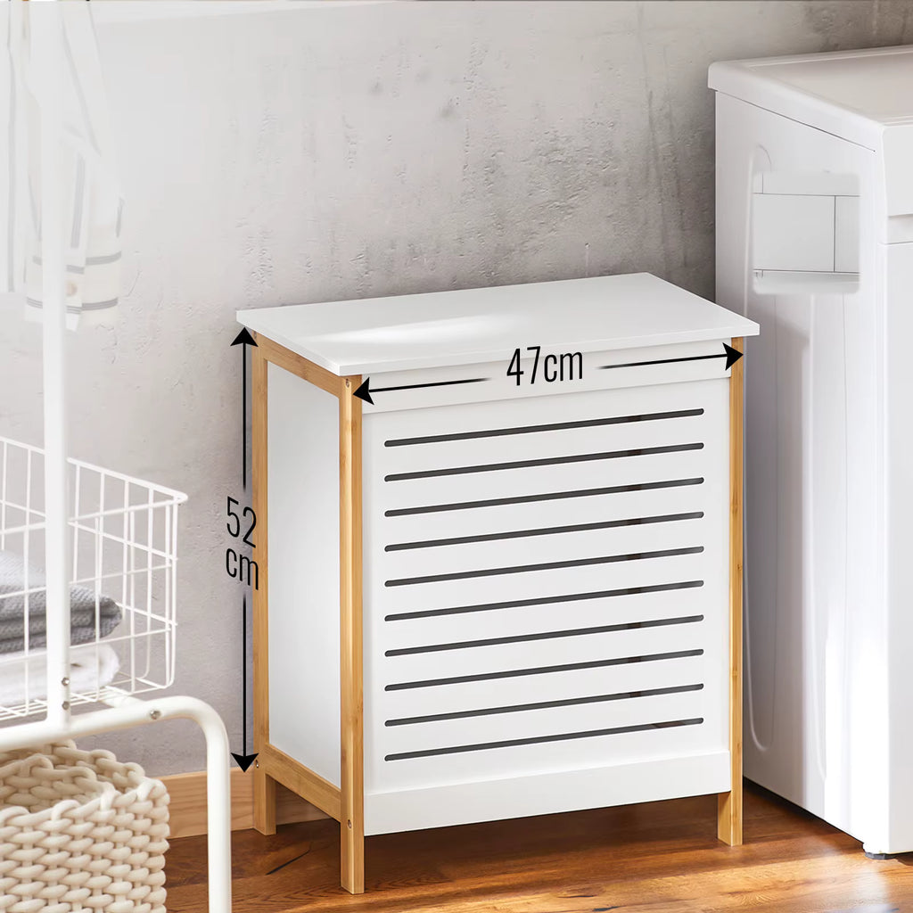 SoBuy FSS66-WN Laundry chest laundry basket laundry collector laundry bin with lid laundry box white natural