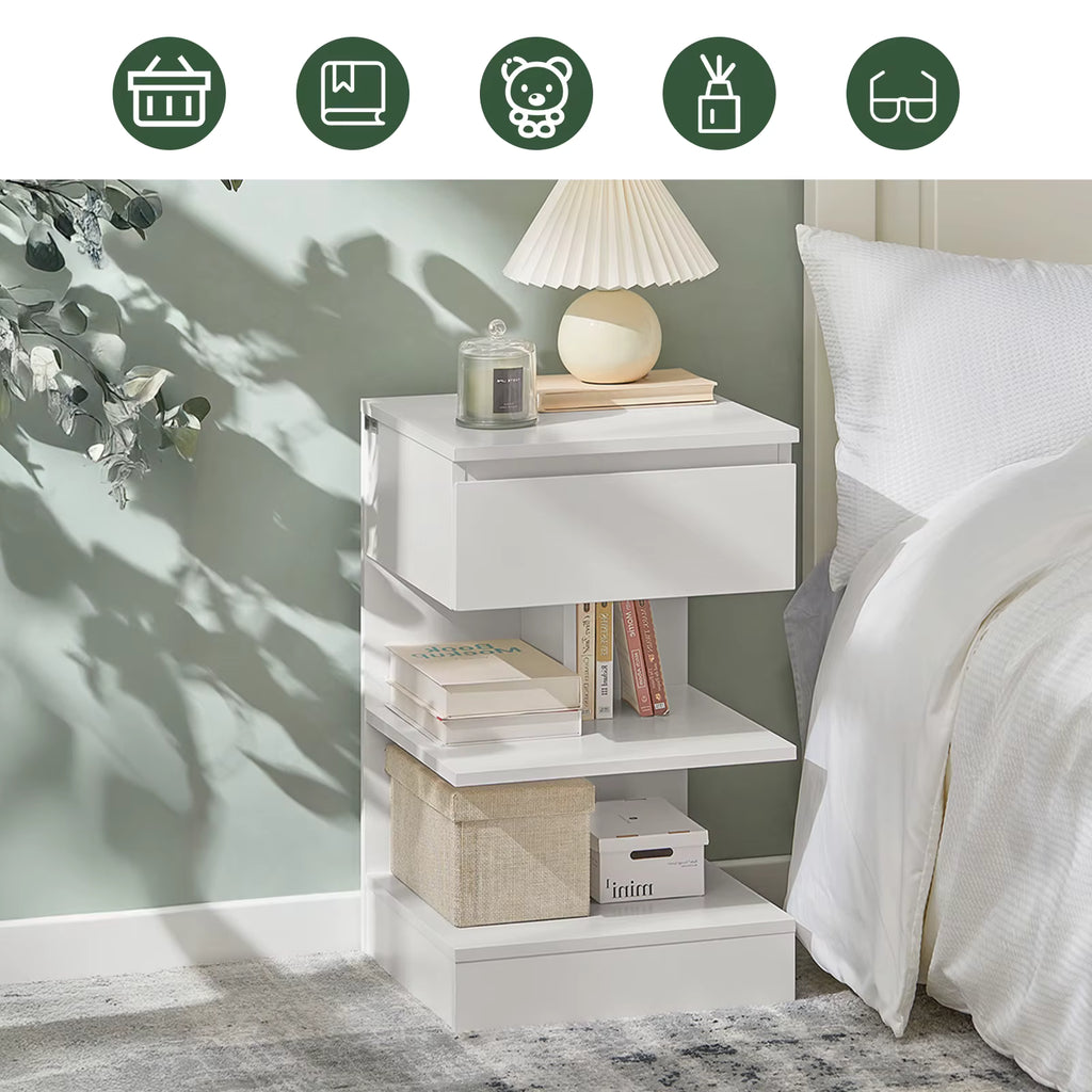 SoBuy FBT49 side table bedside table bedside cabinet dresser with 1 drawer and 3 shelves BHT approx.: 39x65x39cm