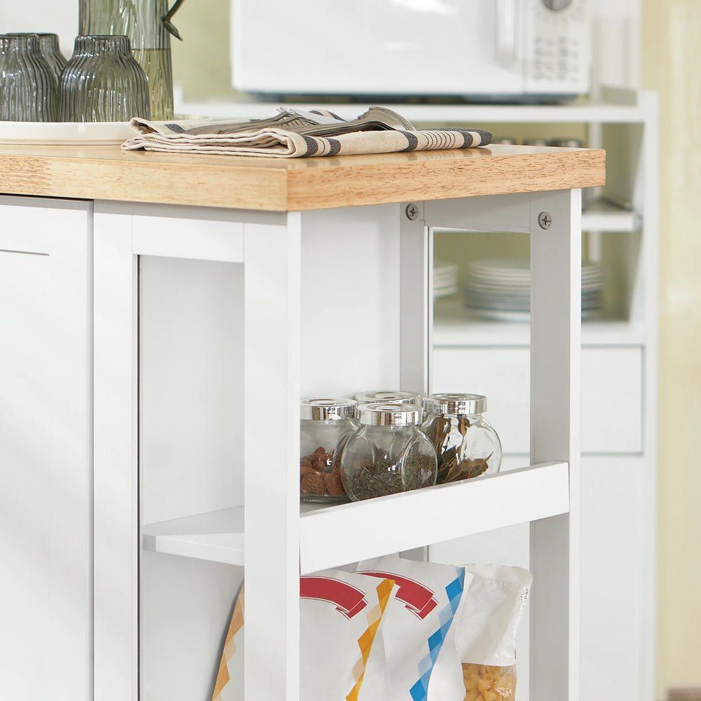SoBuy FKW75-WN Roller Carts For kitchen living room Dining Room White-Nature