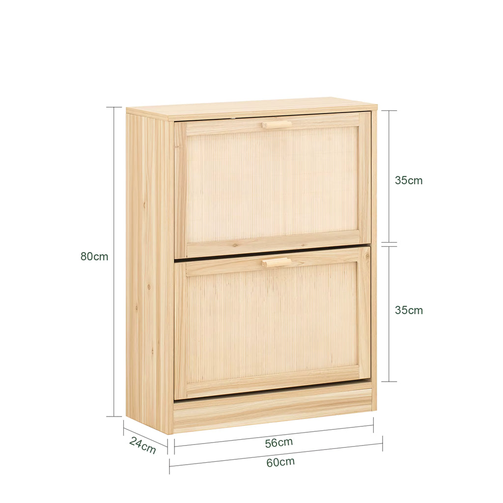 SoBuy FSR160-N 2 flap shoe cabinet narrow shoe rack with 4 shelf surfaces shoe shelf shoe chest of drawers