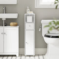 SoBuy BZR219-W Bathroom wardrobe Smalty 20cm Toilet Paper wardrobe Drawer & Paper Roll Holder bathroom Side wardrobe Standing Small Niches Shelf Wc & bathroom White