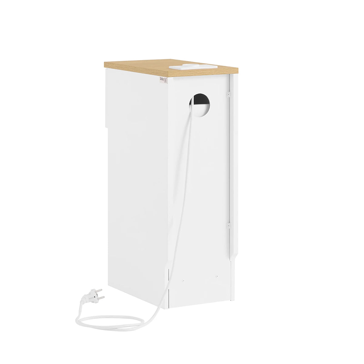 SoBuy FBT111-E-WN Narrow side table with Standard Socket USB Port Type-C Connector for Bedroom living room White