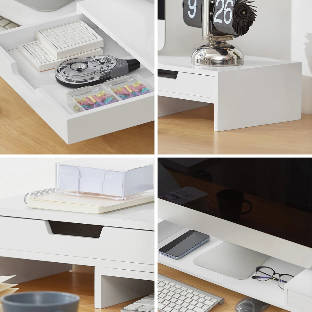 SoBuy BBF04 monitor increase for 2 monitors screen stand with 2 drawer widths adjustable BHT about 60-107x11x22cm