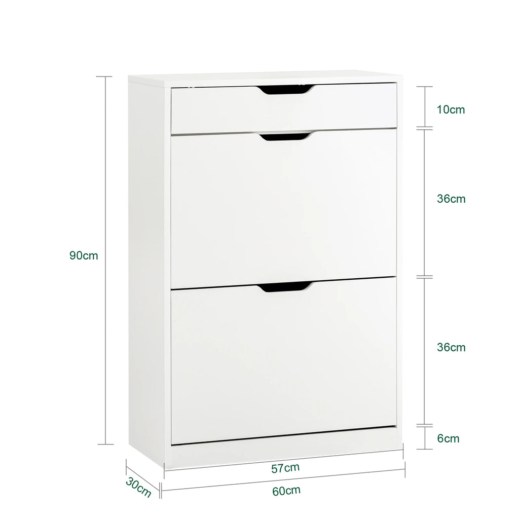 SoBuy FSR180-W 4-flap shoe dump truck shoe rack with 8 storage surfaces White BHT approx. 60x90x30cm
