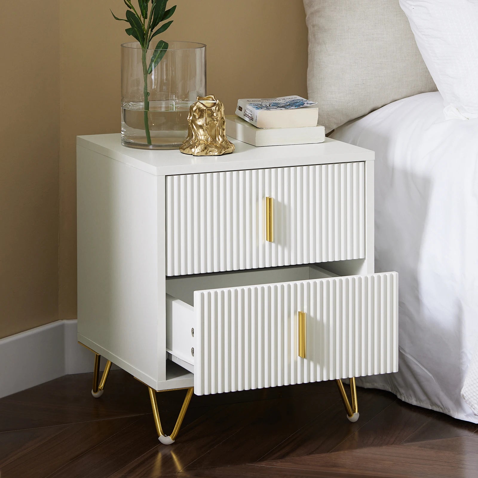 SoBuy FBT115 2 drawer bedside table for box spring bed sofa table side table table phone table bedside cabinet