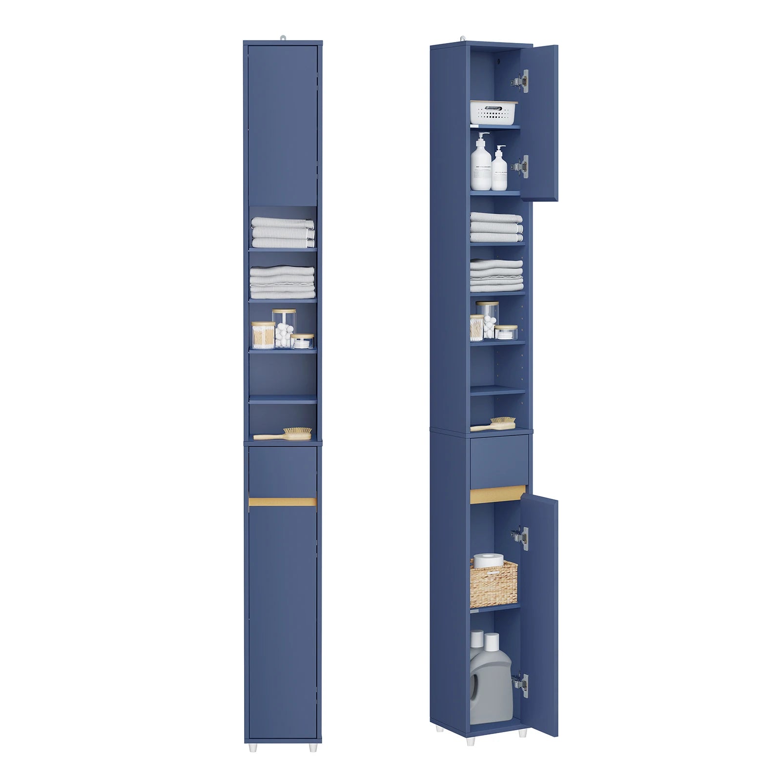 SoBuy BZR34-II Bath wardrobe High wardrobe Narsy with Adjustable Floors Water Repellent Wood Space Saving Bath furniture 20x180x20