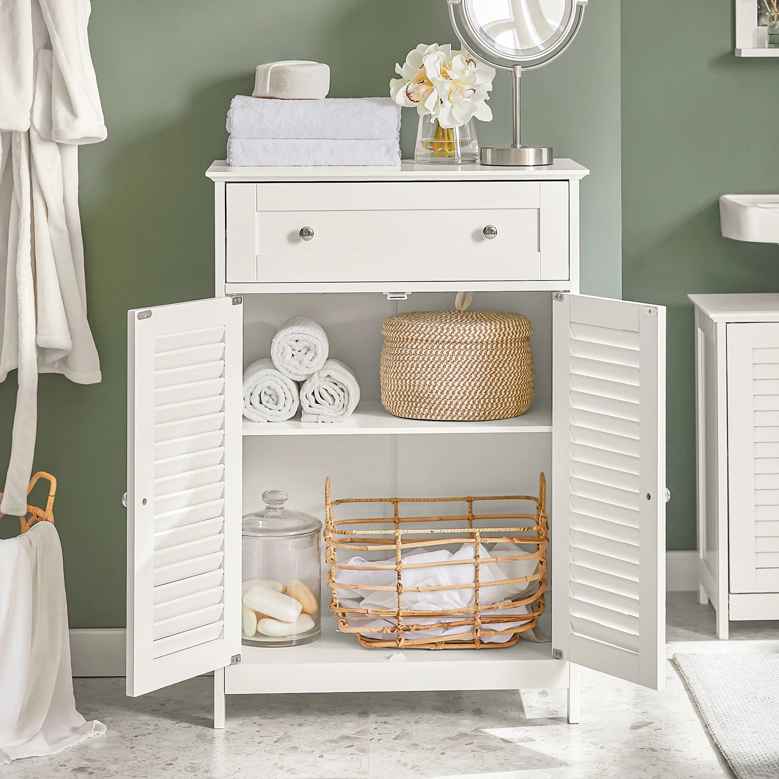 SoBuy FRG238 Bathroom chest of drawers with One Drawer and Doors, chest of drawers Bathroom wardrobe Bathroom furniture Sideboard Hallway wardrobe
