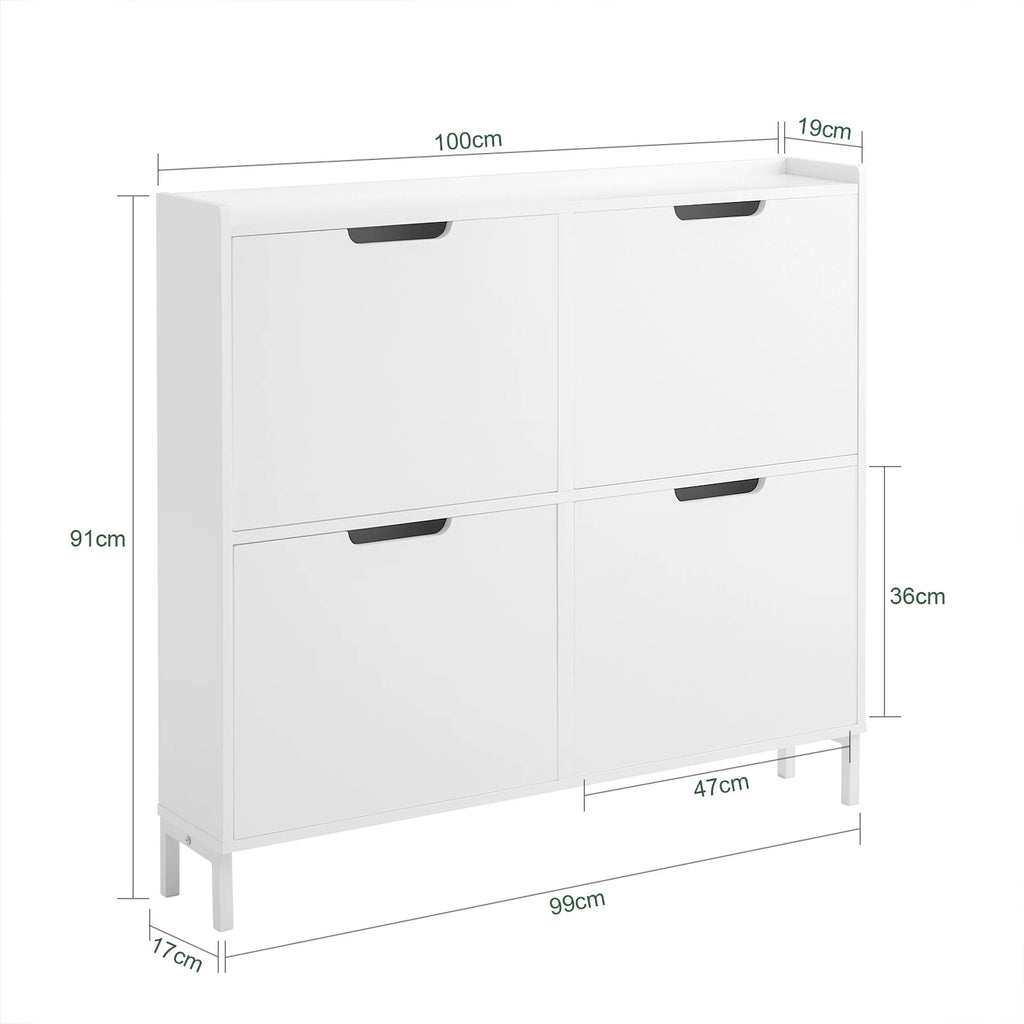 SoBuy FSR100 Shoe dump truck with 4 flap Shoe cabinet narrow shoe rack with 8 shelf surfaces Shoe chest of drawers Shoe shelf