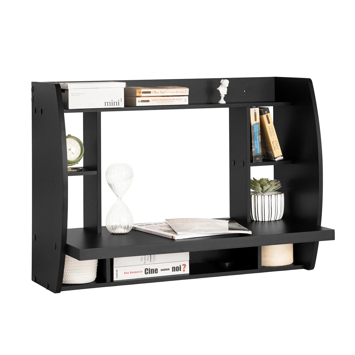 SoBuy FWT18 Wall table in black, closet writing table computer table children's writing table, BHT approx.: 82x60x39cm