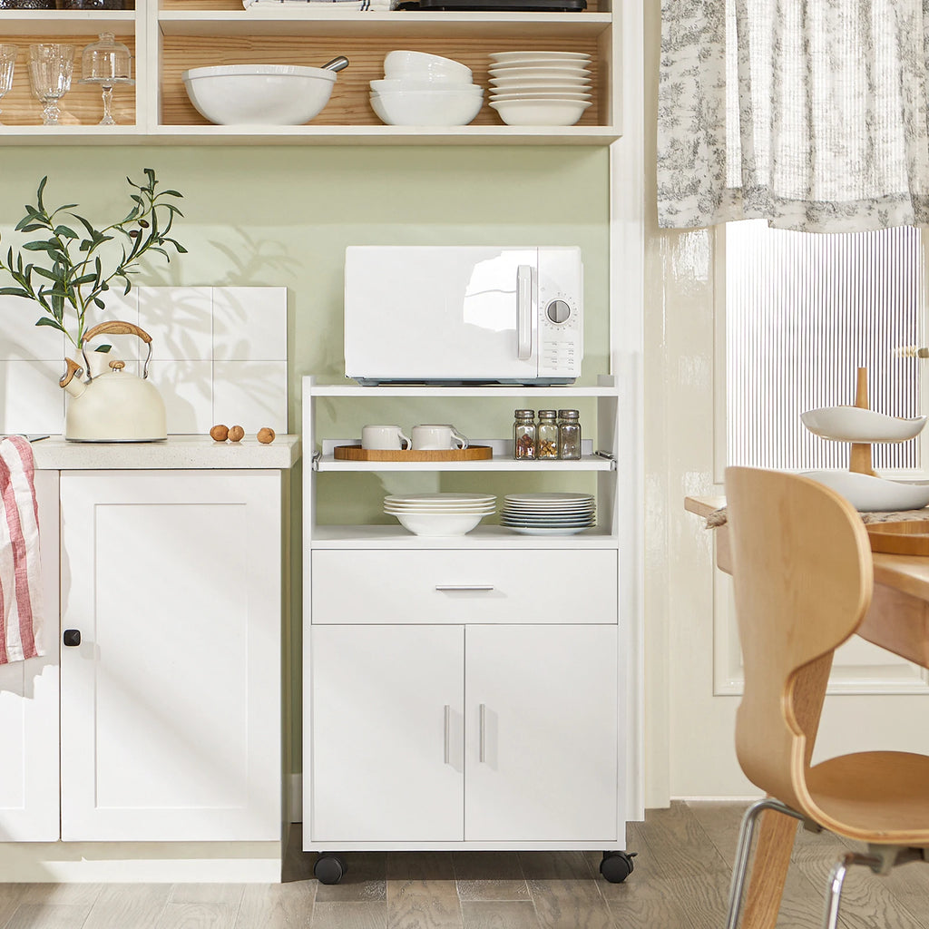 SoBuy FSB09 kitchen wardrobe kitchen cart rolling cabinet drink cart microwave wardrobe with one sliding shelf