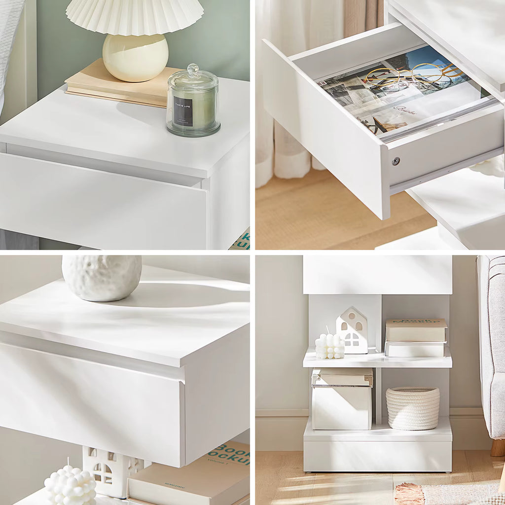 SoBuy FBT49 side table bedside table bedside cabinet dresser with 1 drawer and 3 shelves BHT approx.: 39x65x39cm