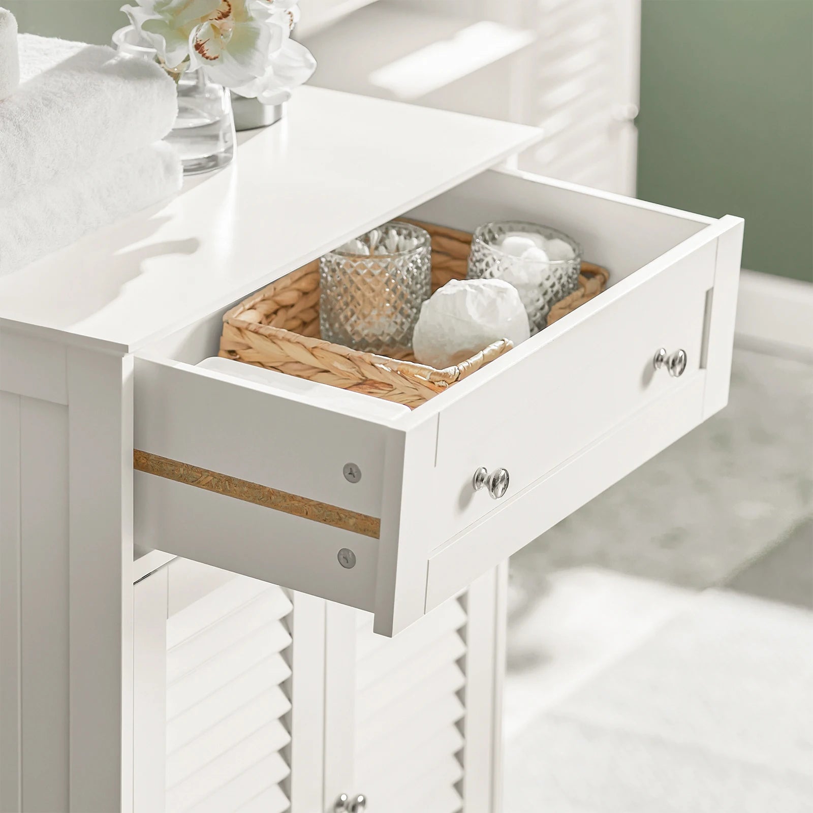 SoBuy FRG238 Bathroom chest of drawers with One Drawer and Doors, chest of drawers Bathroom wardrobe Bathroom furniture Sideboard Hallway wardrobe