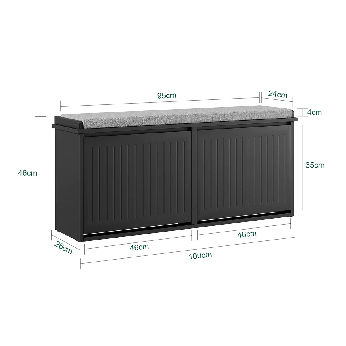 SoBuy FSR98-XL bench with storage space, shoe bench with seat, up to 158kg 100x46x26CM