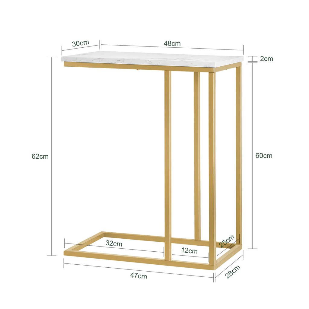 SoBuy FBT87-G side table Sofa table coffee table Laptop table bed table care table with gold BHT approx. 48x62x30cm