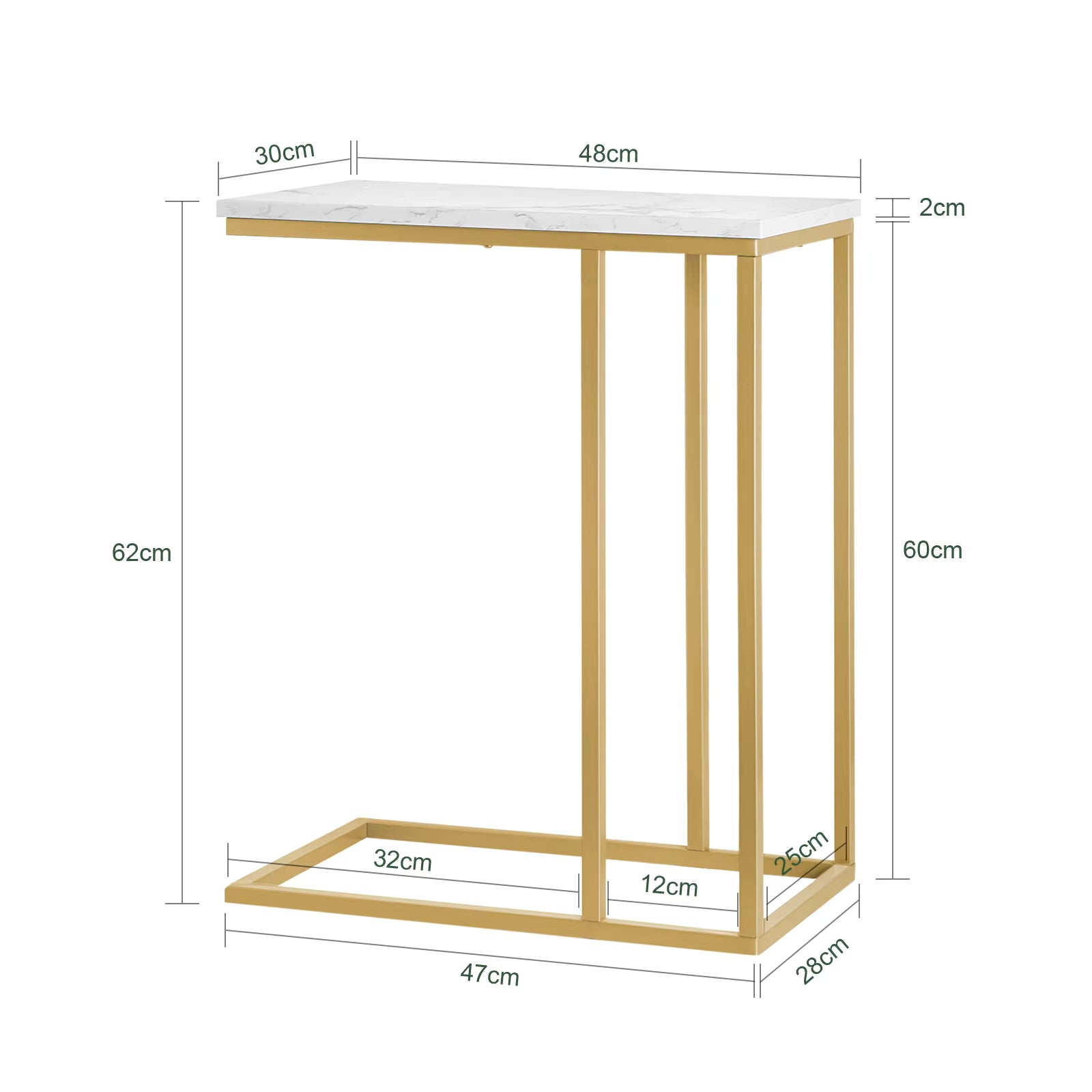 SoBuy FBT87-G side table Sofa table coffee table Laptop table bed table care table with gold BHT approx. 48x62x30cm