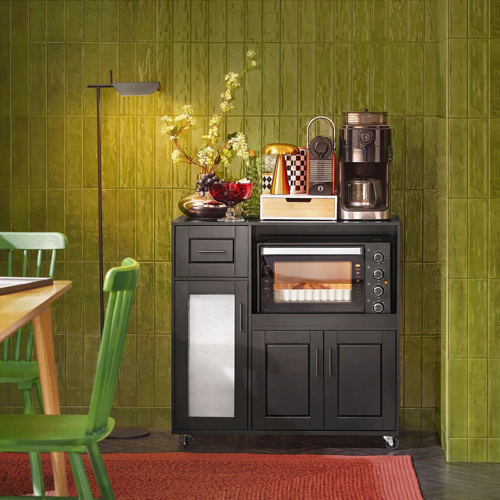 SoBuy FSB78 chest of drawers on wheels kitchen cart microwave wardrobe kitchen wardrobe rolling cart kitchen dresser kitchen trolley