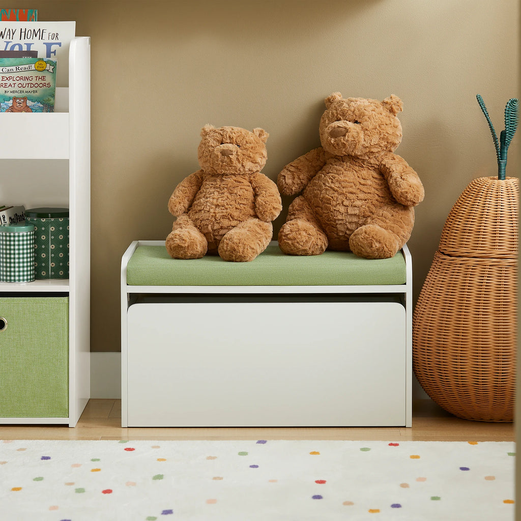 SoBuy KMB80-W Kids Bench with Storage Practical toys & shoes storage box with Comfortable seat cushion