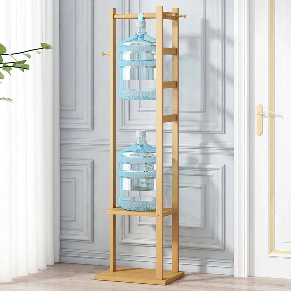Freestanding Coat Rack with Square Base Wooden Clothes Stand with Storage Shelves for Entryway Bedroom Living Room and Hallway
