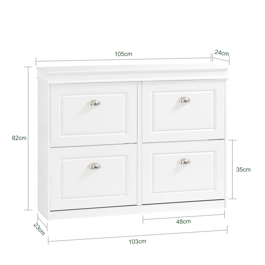 SoBuy FSR79 Shoe Cabinet with 4 flaps, Narrow Shoe Dumpster with 8 shelves, Adjustable shoe rack for hallway, 105x82x24