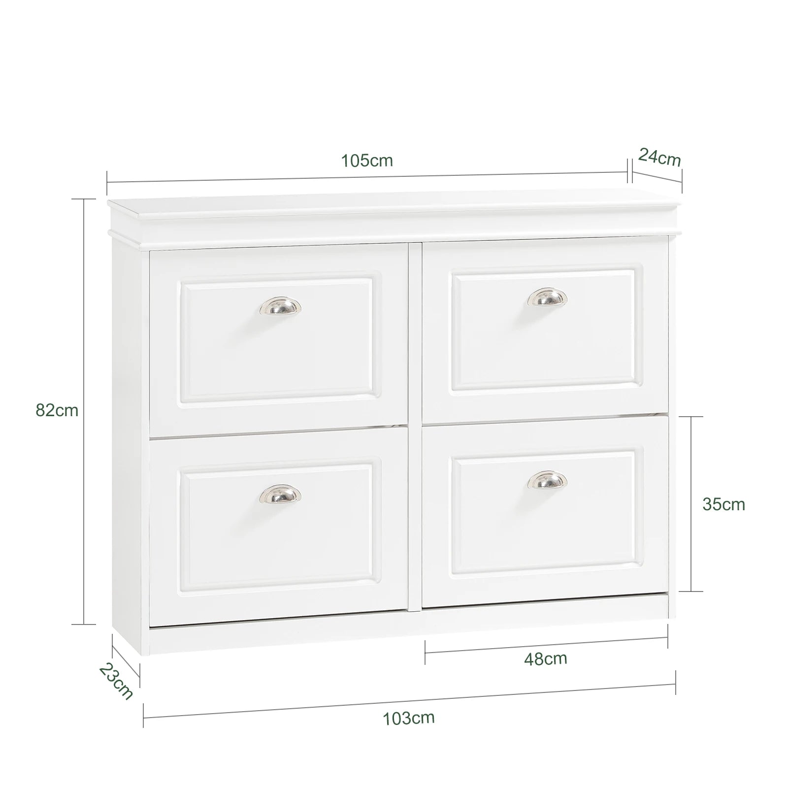 SoBuy FSR79 Shoe Cabinet with 4 flaps, Narrow Shoe Dumpster with 8 shelves, Adjustable shoe rack for hallway, 105x82x24