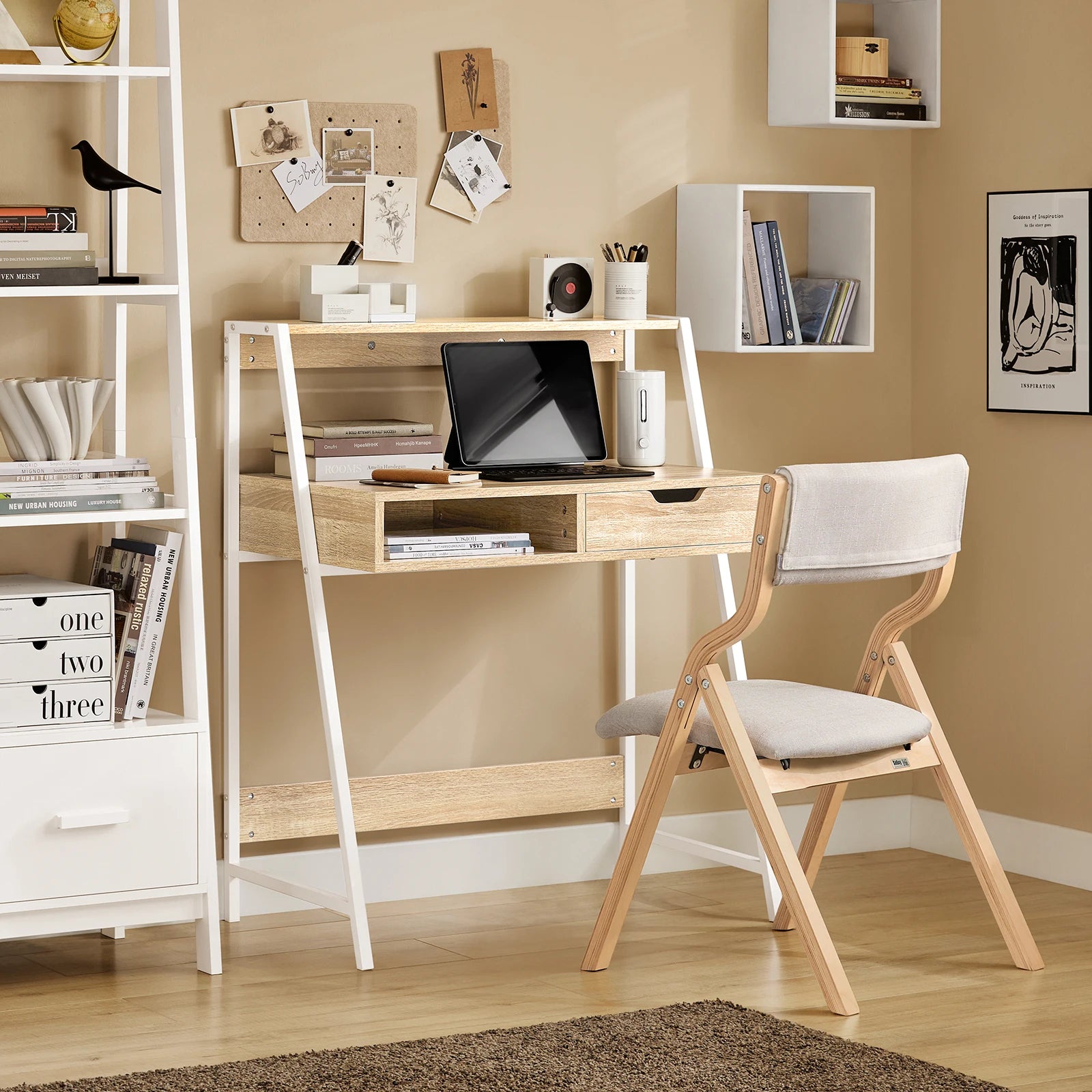 SoBuy FWT63-N Desk with tray computer table work table office table table with drawer