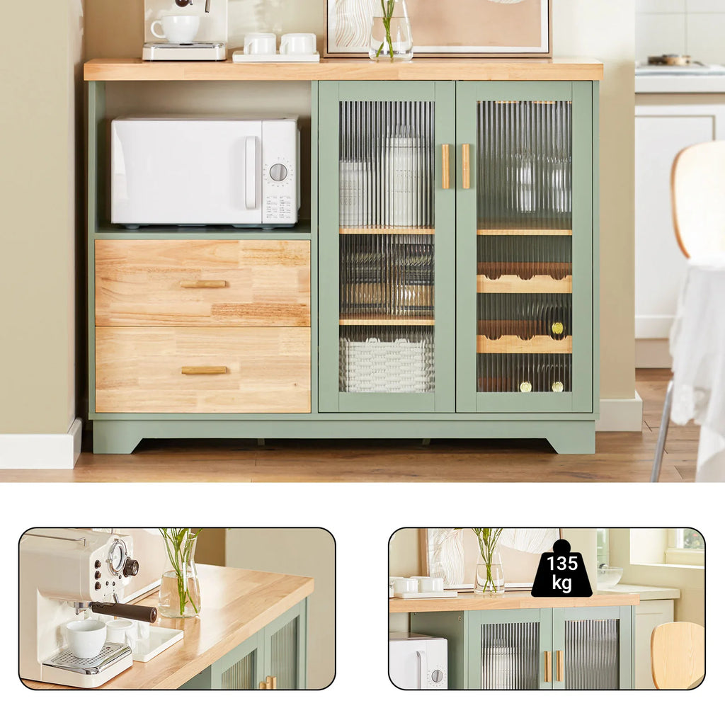SoBuy FSB81 Buffet Sideboard with 2 Glass Doors Kitchen wardrobe Dresser wardrobe Hallway wardrobe Side wardrobe Microwave wardrobe