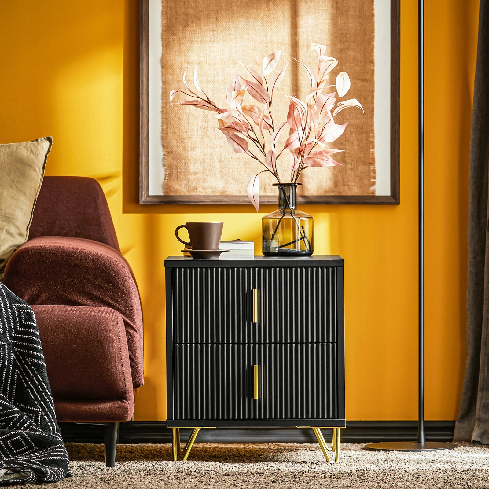 SoBuy FBT115 2 drawer bedside table for box spring bed sofa table side table table phone table bedside cabinet