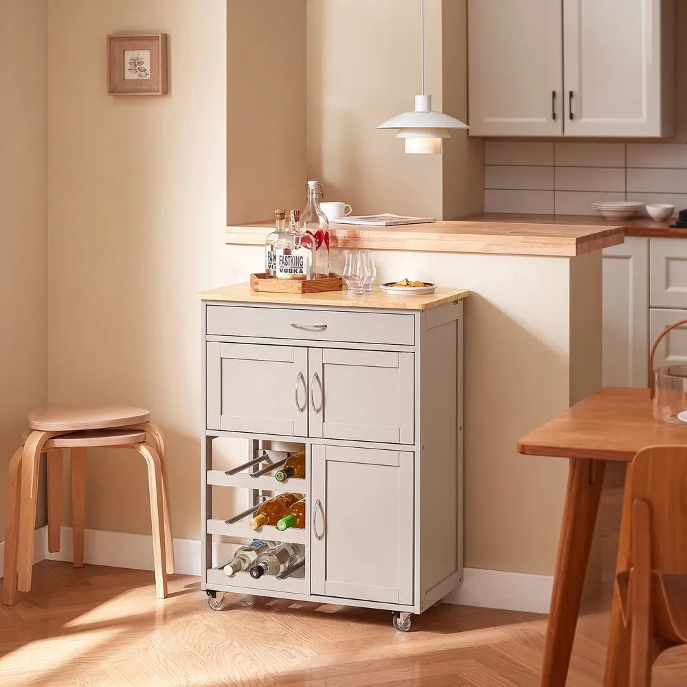 SoBuy FKW45-KA kitchen cart with one drawer, khaki, 67x38x86 cm, modern design