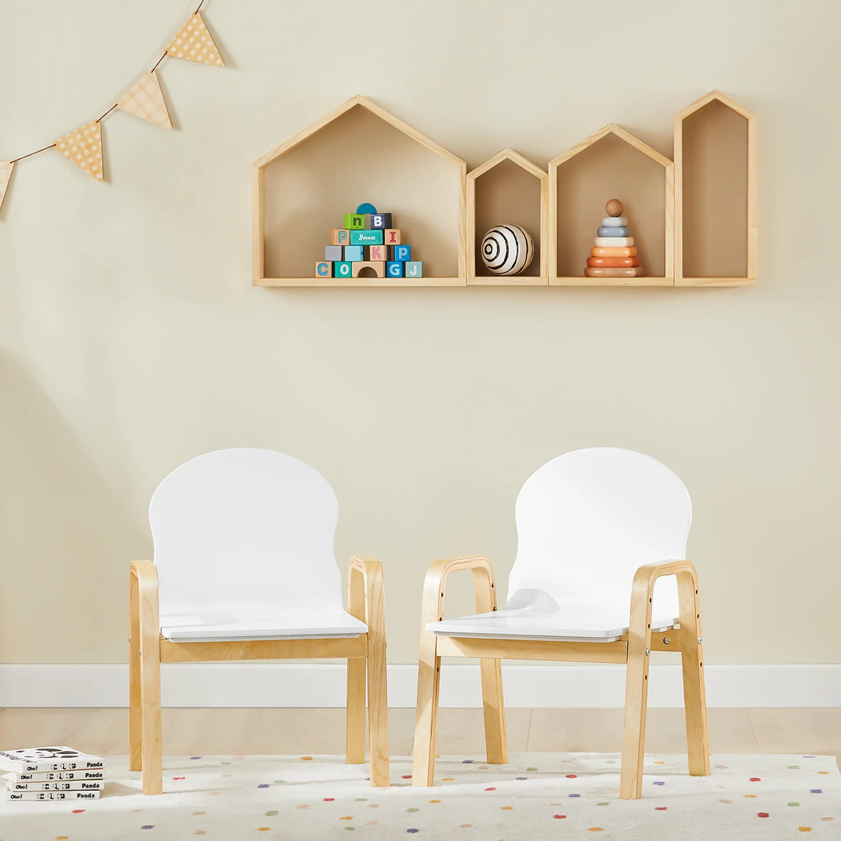 SoBuy KMB24-Wx2 set chair height adjustable chairs with armrests and backrest white seat height 23-35cm