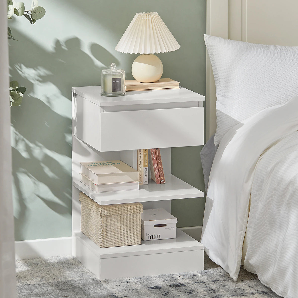 SoBuy FBT49 side table bedside table bedside cabinet dresser with 1 drawer and 3 shelves BHT approx.: 39x65x39cm