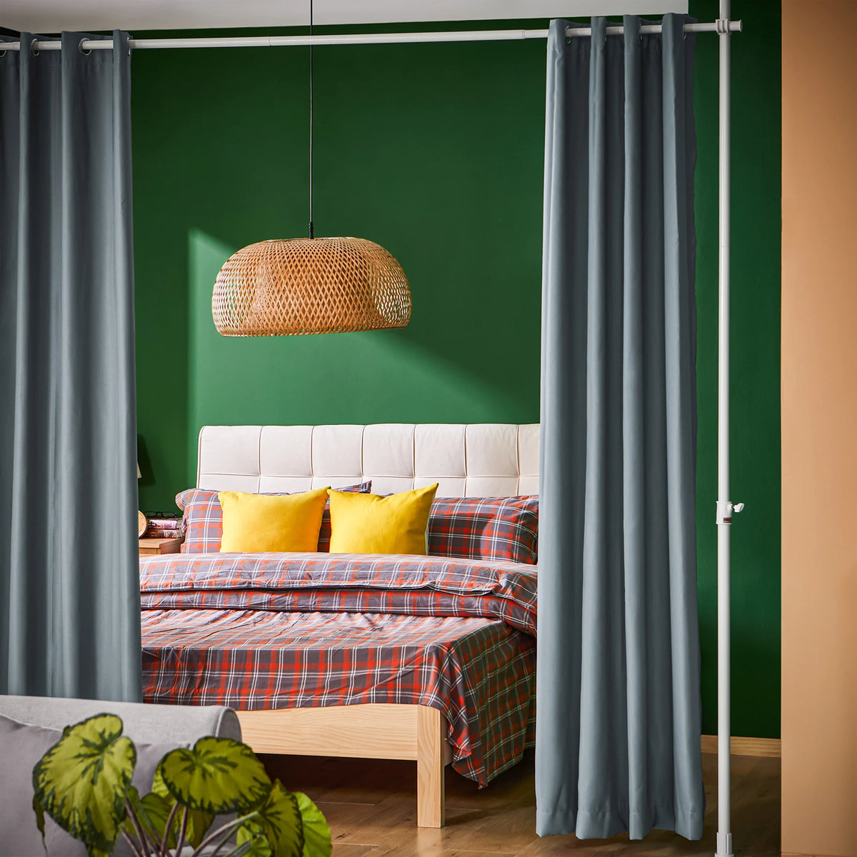 SoBuy KLS12 Adjustable Darkening curtains with curtains Bar Without Drilling Bedroom living room