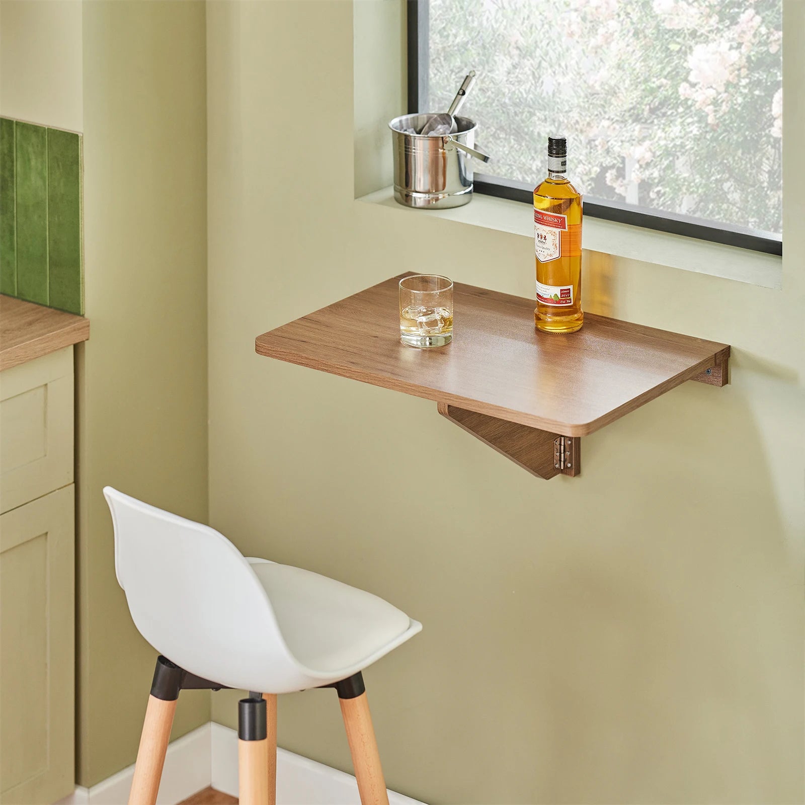SoBuy FWT03-PF wall-mounted folding table, foldable dining table, compact kitchen table, space-saving design, folding table for small rooms, wall-mounted table 60x40cm vintage
