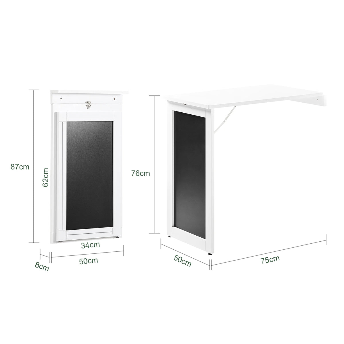 SoBuy FWT20-W Wall Table Folding Table dining table Kitchen Table Memoboard BHT: 50x76x75cm