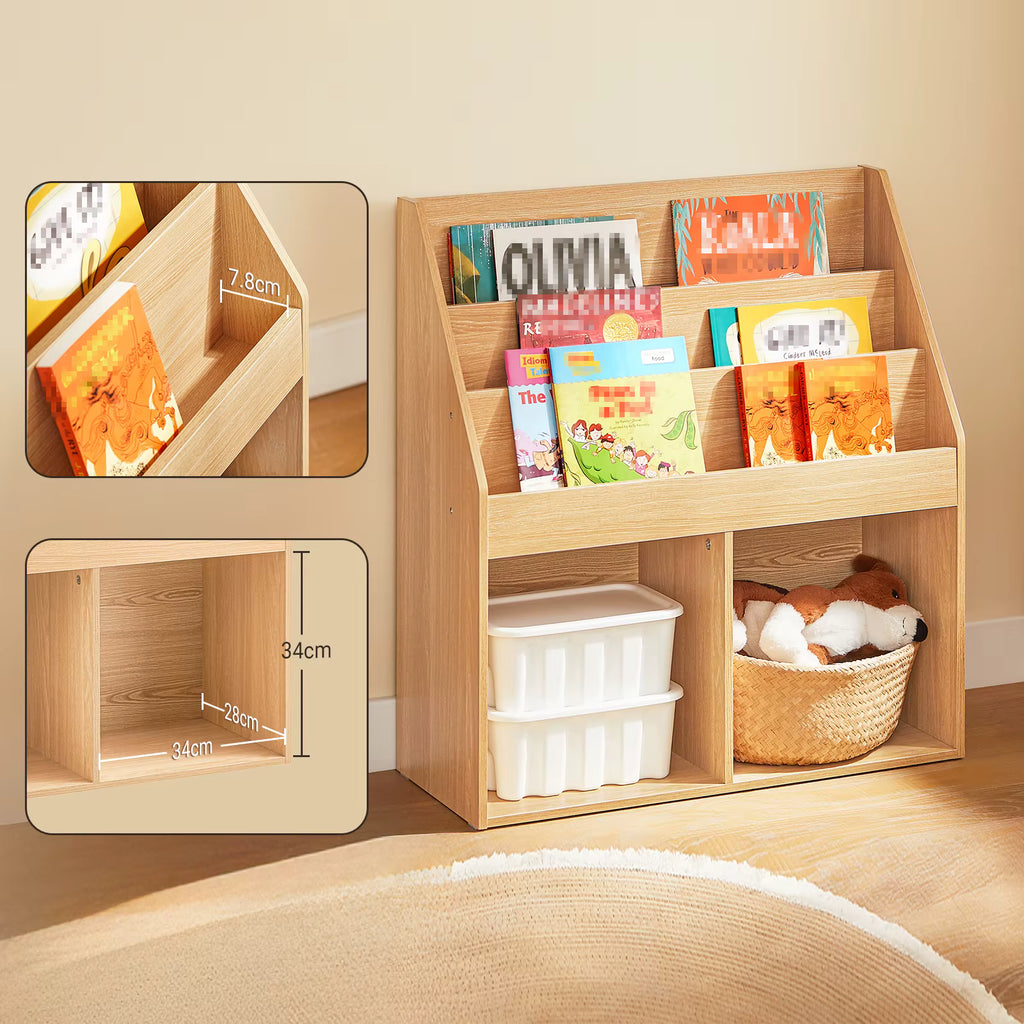SoBuy KMB01 children's shelf with 3 storage compartments and 2 open compartments newspaper stand storage shelf White
